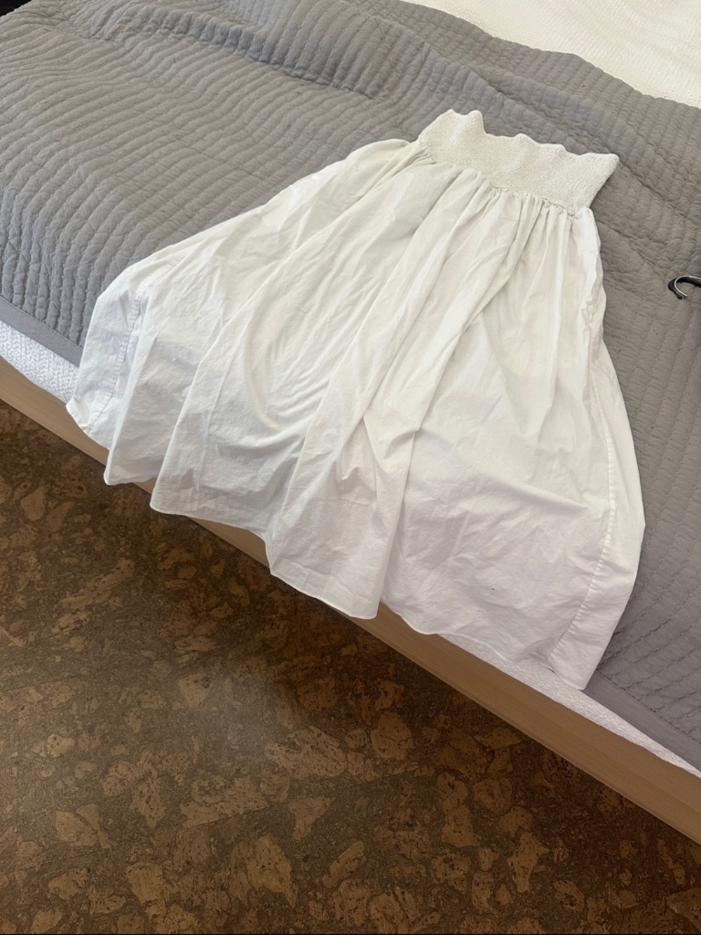 SOLID & STRIPED White Smocked Midi Circle Skirt